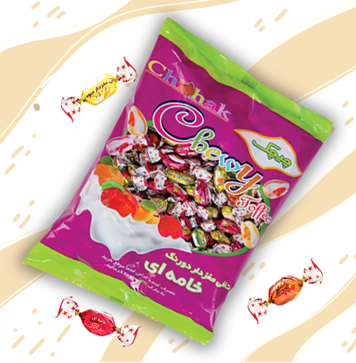 تافی مغزدار دو رنگ خامه ای